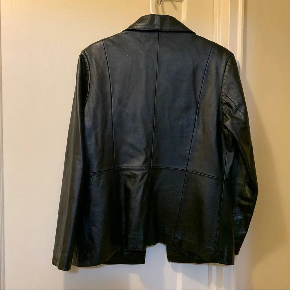 Black Leather Blazer Jacket - Picture 2 of 3